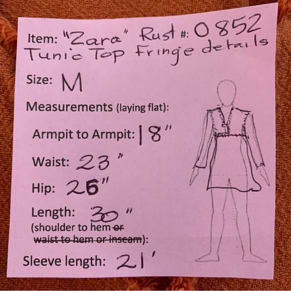 🔥5/$20🔥 “Zara” Rust Long-Sleeve Tunic Raw-Edge Seams size M - Picture 12 of 12